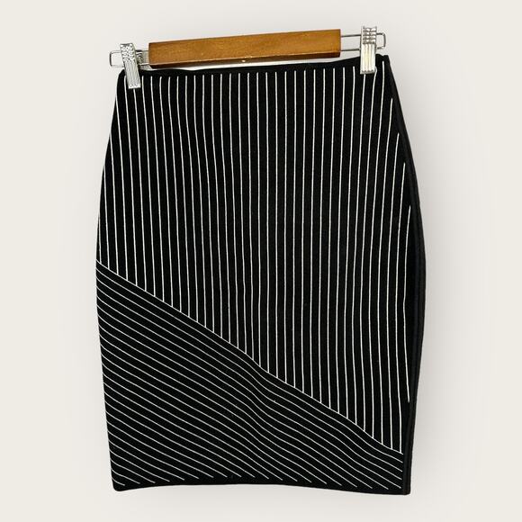 Alexander Wang Womens Size Medium Striped Pencil Skirt Stretch Black White - Picture 1 of 4